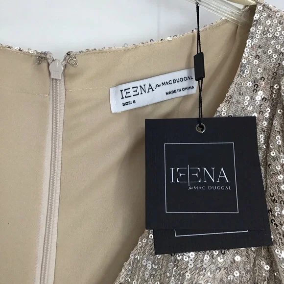 IEENA /MAC DUGGAL NWT Sequin Stretch Wrap Maxi Gown Formal Wedding Party Size 8 - Picture 5 of 14